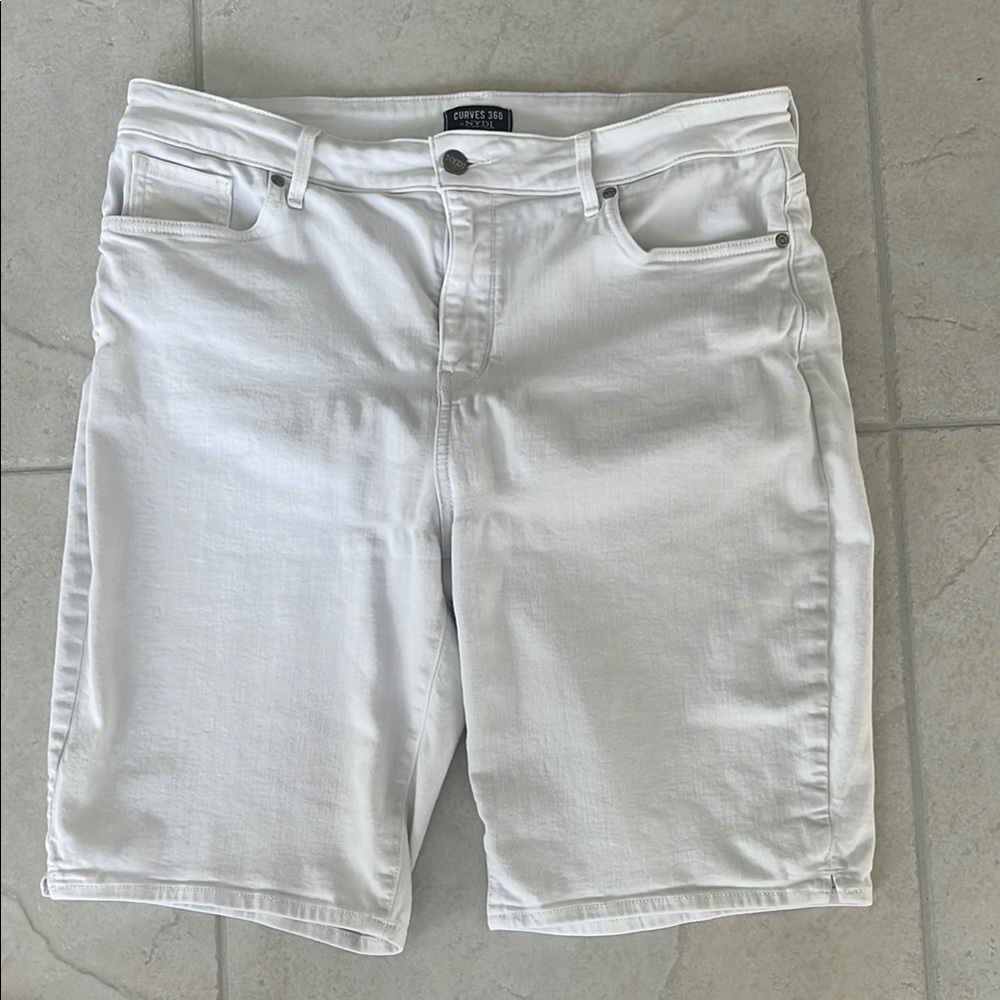 NYDJ White Jean Shorts Classic Mid-Thigh Style